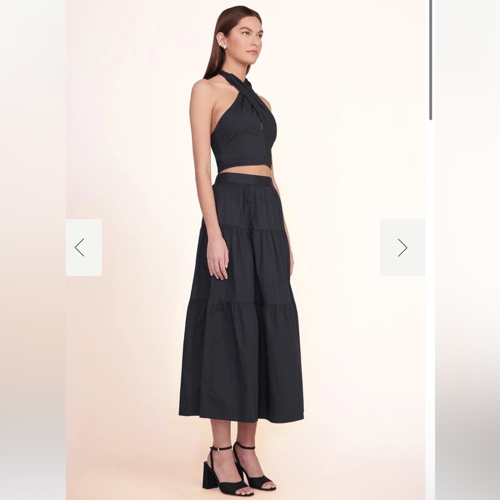 New! STAUD Sea Tiered Cotton Maxi Skirt in Black 🖤 sz 4 NWOT! - Picture 3 of 8